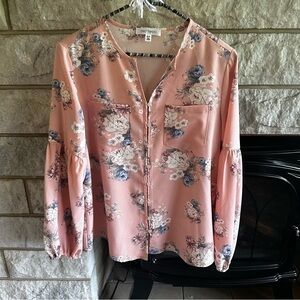 Daily Thread peasant sleeve pink floral top size XS